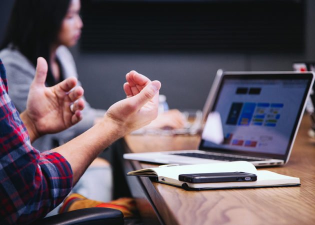 Hand gestures in office meeting